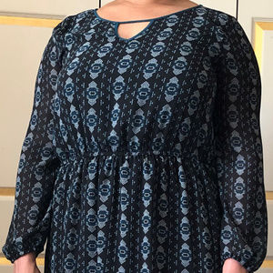 Black and Blue Long Sleeve Dress